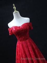 Burgundy A line lace tulle beads long Evening Prom Dresses, burgundy bridesmaid Dresses