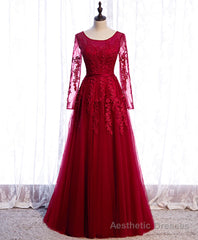 Burgundy Long Prom Dress, Burgundy Formal Bridesmaid Dress