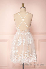 Champagne v neck tulle lace short Evening Prom Dresses champagne tulle bridesmaid Dresses