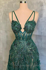 Charming Dark Green Tulle Long Evening Prom Dresses Sweetheart Sleeveless Formal Evening Prom Dresses