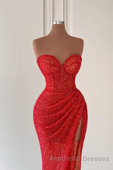 Charming Sweetheart Sleeveless Mermaid Evening Prom Dresses Long Slit Online