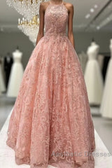 Charming Tulle Lace A-Line Long Evening Prom Dresses Evening Dresses