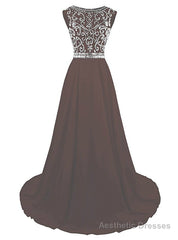 Cheap A-Line Chiffon Backless Cap Sleeve Prom Dress With Beading