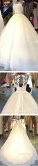Cheap Popular Stunning Ivory Lace Top A-Line Wedding Dresses, Bridal Gown,