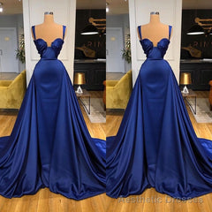 Chic Royal Blue Straps Sweetheart Prom Dress Overskirt Long