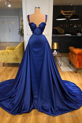 Chic Royal Blue Straps Sweetheart Prom Dress Overskirt Long