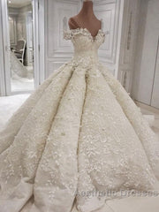 Classic Off theshoulder Luxurious Appliques Ball Gown Wedding Dresses