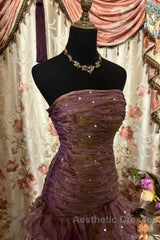 Classy Mermaid Strapless Ruffles Long Evening Dresses Evening Prom Dresses
