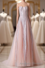 Custom Made Round Neck Lace Pink Evening Prom Dresses, Lace Pink Formal Dresses, Evening Dresses
