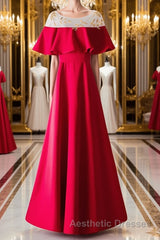 Custom Made Round Neck Red Long Evening Prom Dresses, Red Evening Prom Gown, Formal Dresses