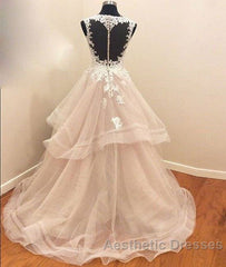 Custom Made Tulle Lace Long Evening Prom Gown, Lace Evning Dresses