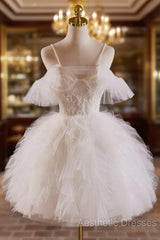 Cute Tulle Lace Light Champagne Short Evening Prom Dresses, Cut Homecoming Dresses