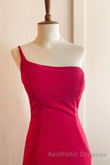 Simply Barbie Pink Mermaid One Shoulder Long Formal Dresses