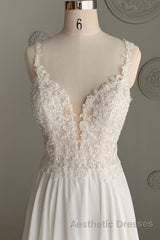 Deep V Neck White Lace Long Evening Prom Dresses, Long White Formal Dresses, White Lace Evening Dresses, White Bridesmaid Dresses