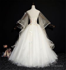Soft Yellow Quinceanera Dress, Fashion Puffy Prom Dress, Illusion Sleeves Bridal Gown Corset Wedding Gown Butterfly Appliques Bridal Dress