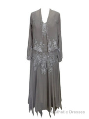 Elegance Long Sleeves Tea-Length Mother of the Bride Dress