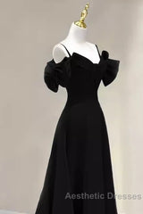 Elegant A Line Black Long Evening Prom Dresses Formal Evening Dresses