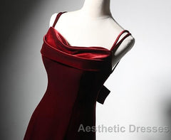 Elegant Burgundy Spaghetti Straps Velvet Mermaid Evening Prom Dresses Evening Dresses