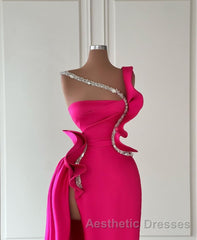 Elegant Long Glitter Sleeveless Front Split Long Evening Prom Dresses With Ruffles Long