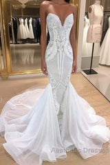 Elegant Long Mermaid Sweetheart Sequins Wedding Dresses