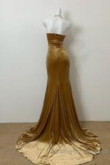 Elegant Mermaid Sweetheart Neck Velvet Long Evening Prom Dresses Strapless Formal Evening Gown