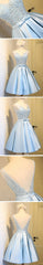 Elegant Sleeveless Deep V Back Appliques Clairvoyant Outfit Satin Skirt Tea Length Homecoming Dresses