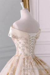 Embroidered Off-The-Shoulder Wedding Dresses