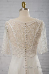 Empire Waist V-neck Tulle A-line Wedding Dresses