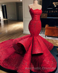 Fabulous Mermaid Strapless Sleeveless Long Evening Prom Dresses