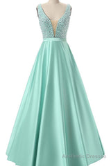 Fairy Tale Green Prom Dresses Satin Prom Dresses Sexy Prom Dresses