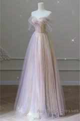 Fantasy Purple Bling Sequined Evening Prom Dresses Off Shoulder