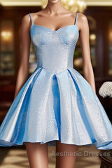 Blue satin short Evening Prom Dresses homecoming Dresses