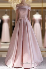 Off Shoulder Satin Elegant Long Evening Prom Dresses,Simple New Style Formal Gown