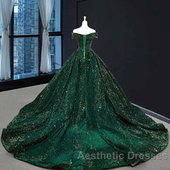 Vintage Off Shoulder Green Long Quinceanera Dresses Sweet 16 Evening Prom Dresses