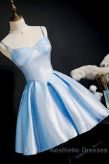 Blue satin short Evening Prom Dresses homecoming Dresses