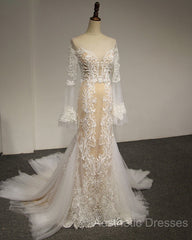 Flare Sleeve Sexy Mermaid Wedding Dresses