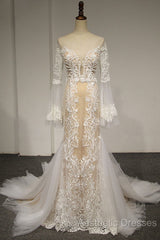 Flare Sleeve Sexy Mermaid Wedding Dresses