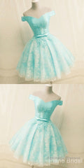 Green Off The Shoulder Appliques Short Homecoming Dress