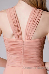 Glam Blush Pink Evening Prom & Wedding Dresses-Sweet 16 Chiffon Evening Gown For Graduation & Quinceanera