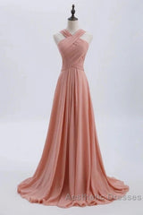 Glam Blush Pink Evening Prom & Wedding Dresses-Sweet 16 Chiffon Evening Gown For Graduation & Quinceanera