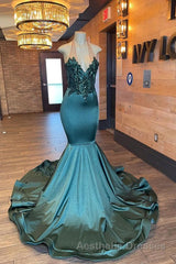 Glamorou V-Neck Sleeveless Halter Mermaid Evening Prom Dresses With Beading
