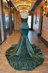 Glamorou V-Neck Sleeveless Halter Mermaid Evening Prom Dresses With Beading