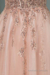 Glamorous Sequins V-Neck Long Evening Prom Dress Floor Length