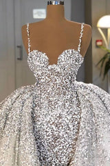 Glitter Mermaid Ball Gown Spaghetti Sequins Tulle party Gown