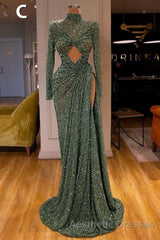 Glitter Off-the-Shoulder Slim Mermaid Evening Prom Party GownsSleeveless Mermaid Evening Prom Gowns