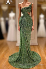 Glitter Off-the-Shoulder Slim Mermaid Evening Prom Party GownsSleeveless Mermaid Evening Prom Gowns