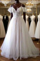 Glorious Cold-shoulder Chapel Train Wedding Dresses