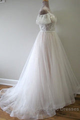 Glorious Cold-shoulder Chapel Train Wedding Dresses
