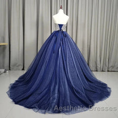Gorgeous Blue Ball Gown Sweet 16 Party Dresses Handmade Formal Gown Off Shoulder Evening Prom Dresses