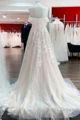 Gorgeous Long A-line Off-the-shoulder Tulle Lace Appliques Wedding Dresses